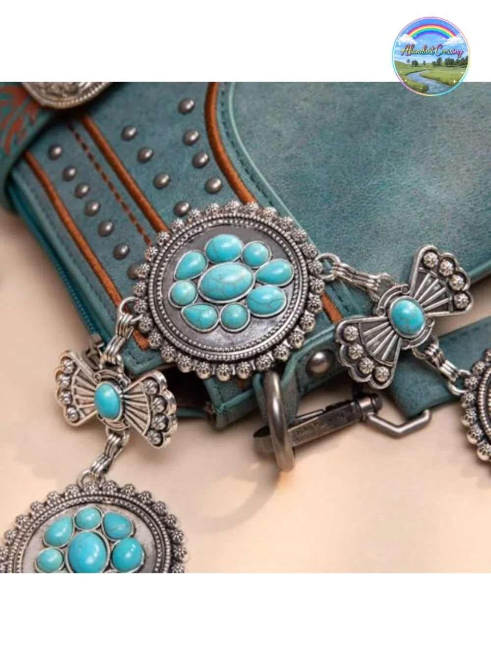 Turquoise Western Concho Chain Belt Adjustable Metal Boho Body